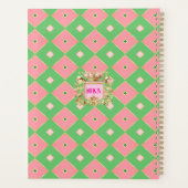 Luxe Roze & Groene Harlekijn Monogram Planner (Achterkant)