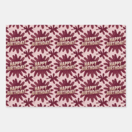 Luxe roze Happy Birthday Wrapping Paper Set