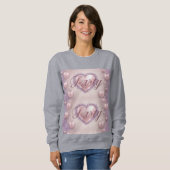 Luxe Roze Harten Lavendel Glitter Party Sweatshirt (Voorkant volledig)