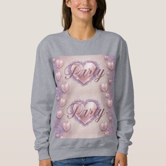 Luxe Roze Harten Lavendel Glitter Party Sweatshirt (Voorkant)