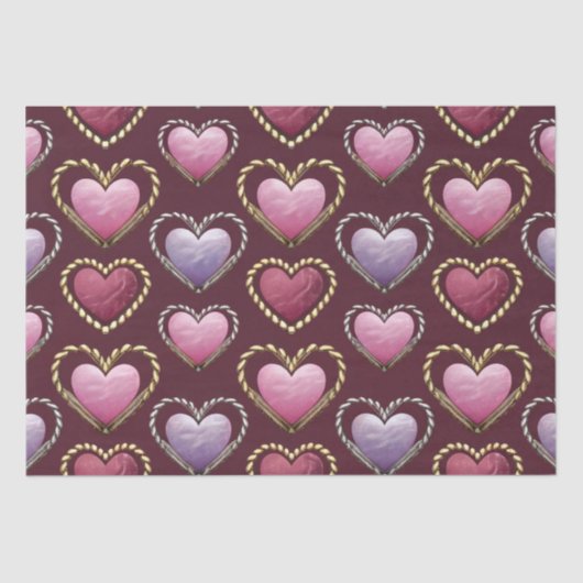 Luxe roze harten weefsel papier set (Voorkant)