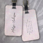Luxe roze iriserende kalligrafie bagagelabel<br><div class="desc">Verhoog uw bagage met onze persoonlijke labels</div>