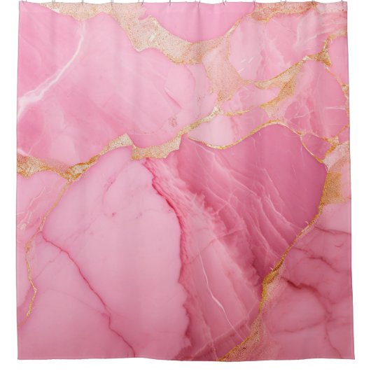 Luxe Roze Kwarts Roos Marmer Goud Kintsugi Douchegordijn (Voorkant)