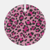 Luxe roze luipaard,  dessin. glas ornament (Voorkant)