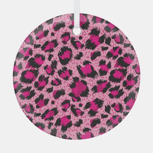 Luxe roze luipaard, dessin. glas ornament (Voorkant)