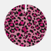 Luxe roze luipaard, dessin. glas ornament (Achterkant)