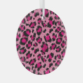 Luxe roze luipaard, dessin. glas ornament (Voorkant Rechts)