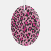 Luxe roze luipaard, dessin. glas ornament (Voorkant links)