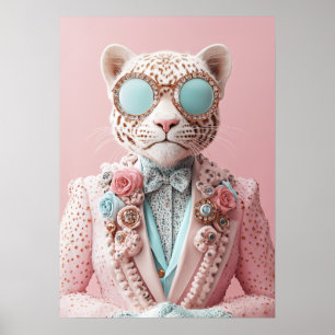 Luxe roze luipaard elegantie poster