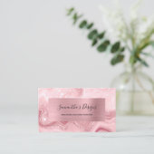 Luxe Roze Marble Agate Glam Visitekaartje (Staand voorkant)