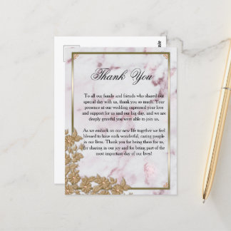 Luxe roze marmer en parelhout Hartelijk dank Briefkaart