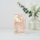 Luxe Roze Marmer Goud Professioneel Visitekaartje (Staand voorkant)
