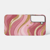 Luxe roze marmer samsung galaxy hoesje (Achterkant horizontaal)