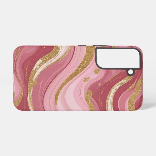 Luxe roze marmer samsung galaxy hoesje (Achterkant horizontaal)