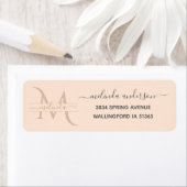 Luxe Roze Monogram Roze Naam Adres Etiket (Insitu)