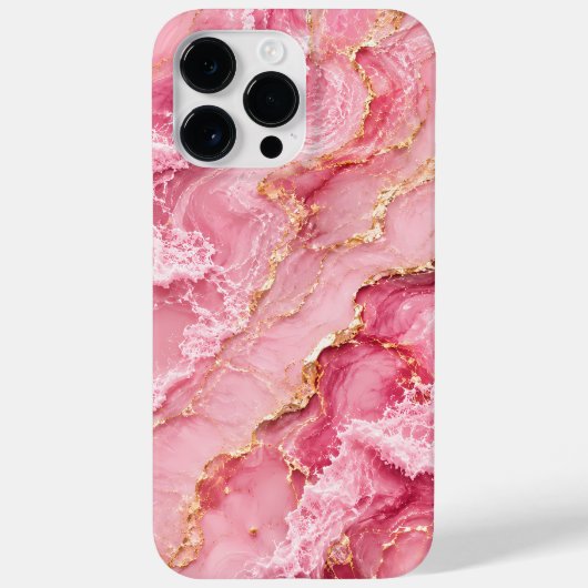 Luxe roze oceaanmarmer met gouden aders Case-Mate iPhone case (Achterkant)
