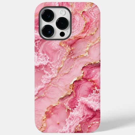Luxe roze oceaanmarmer met gouden aders Case-Mate iPhone case (Achterkant)