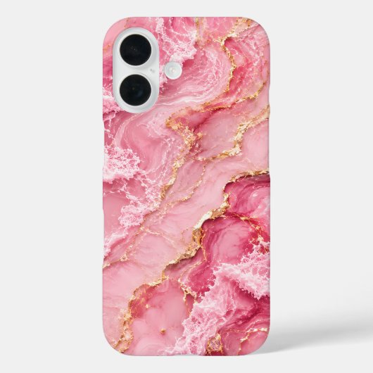 Luxe roze oceaanmarmer met gouden aders Case-Mate iPhone case (Achterkant)