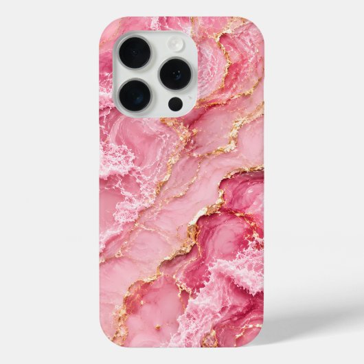 Luxe roze oceaanmarmer met gouden aders Case-Mate iPhone case (Achterkant)
