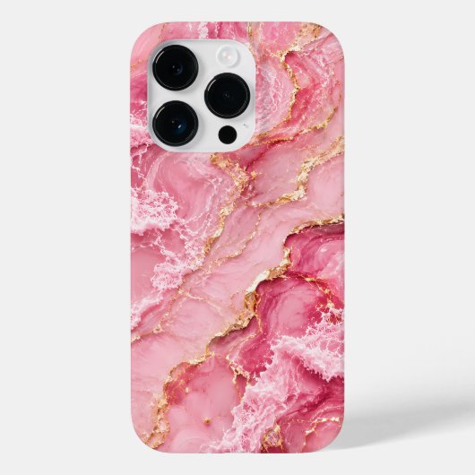 Luxe roze oceaanmarmer met gouden aders Case-Mate iPhone case (Achterkant)