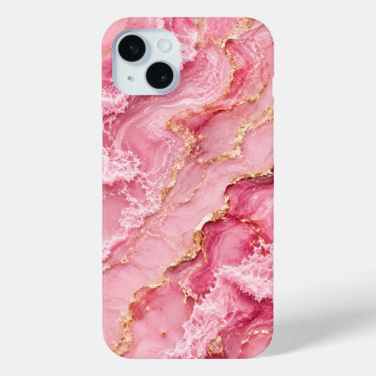 Luxe roze oceaanmarmer met gouden aders Case-Mate iPhone case (Achterkant)