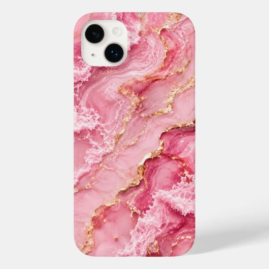 Luxe roze oceaanmarmer met gouden aders Case-Mate iPhone case (Achterkant)