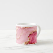 Luxe roze oceaanmarmer met gouden aders espresso kop (Voorkant rechts)