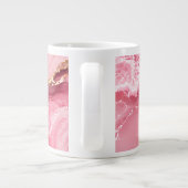 Luxe roze oceaanmarmer met gouden aders grote koffiekop (Achterkant)