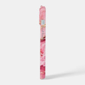 Luxe roze oceaanmarmer met gouden aders iPhone 15 case (Linkerkant)