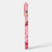Luxe roze oceaanmarmer met gouden aders iPhone hoesje (Linkerkant)