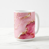 Luxe roze oceaanmarmer met gouden aders koffiemok (Voorkant rechts)