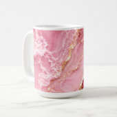 Luxe roze oceaanmarmer met gouden aders koffiemok (Voorkant links)
