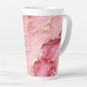 Luxe roze oceaanmarmer met gouden aders latte mok (Rechterhoek)