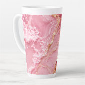 Luxe roze oceaanmarmer met gouden aders latte mok (Linkerhoek)