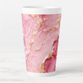 Luxe roze oceaanmarmer met gouden aders latte mok (Voorkant)