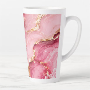 Luxe roze oceaanmarmer met gouden aders latte mok