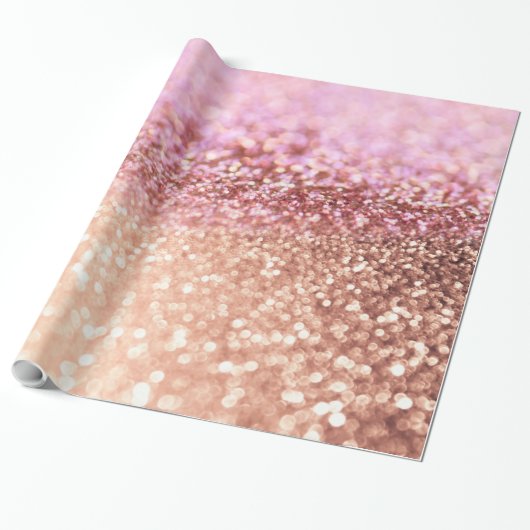 Luxe roze ombre glitter gradiënt cadeaupapier (Uitgerold)