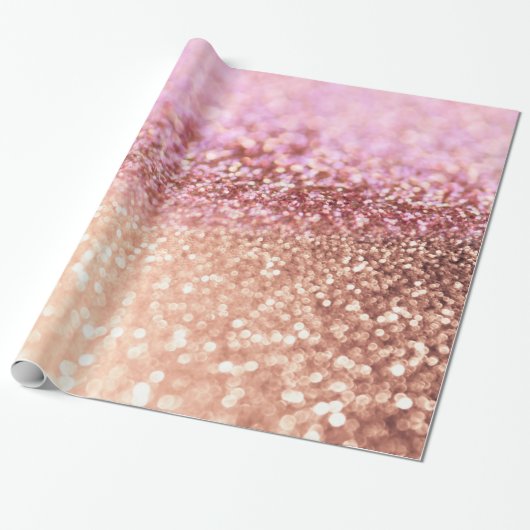 Luxe roze ombre glitter gradiënt cadeaupapier (Uitgerold)