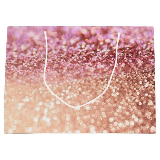 Luxe roze ombre glitter gradiënt large cadeautasje (Voorkant)