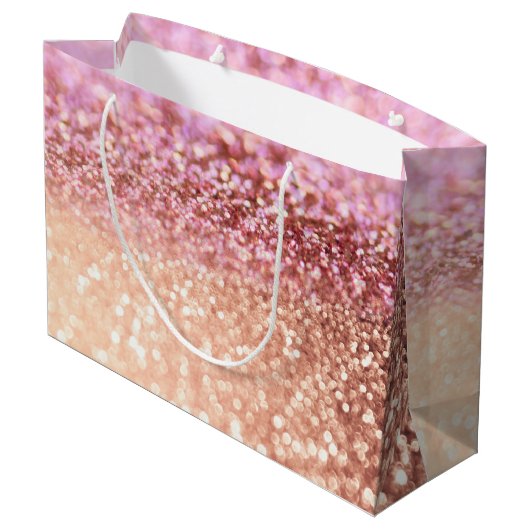 Luxe roze ombre glitter gradiënt large cadeautasje (Achterkant Gekanteld)