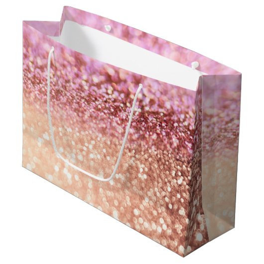 Luxe roze ombre glitter gradiënt large cadeautasje (Voorkant Gekanteld)