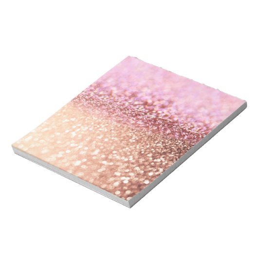 Luxe roze ombre glitter gradiënt notitieblok (Linkerzijde)
