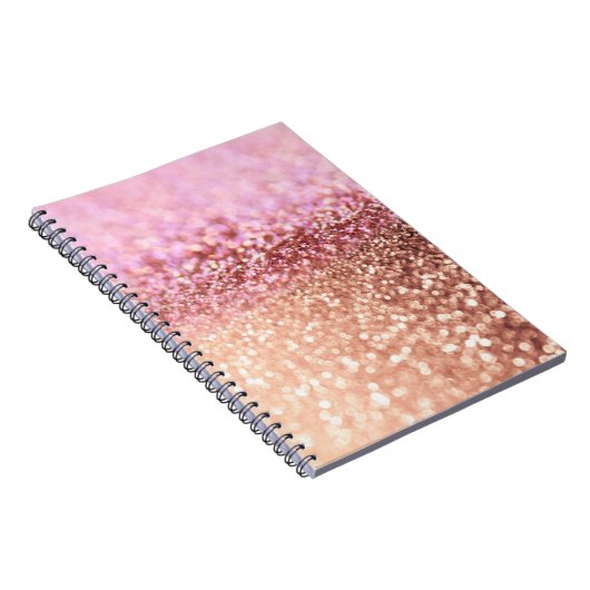 Luxe roze ombre glitter gradiënt notitieboek (Rechterzijde)