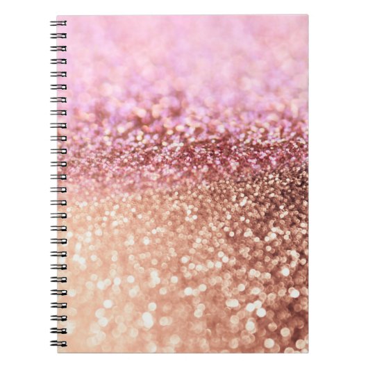 Luxe roze ombre glitter gradiënt notitieboek (Voorkant)