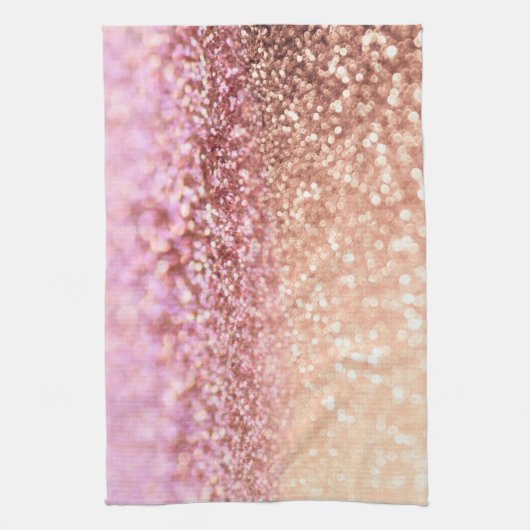Luxe roze ombre glitter gradiënt theedoek (Verticaal)