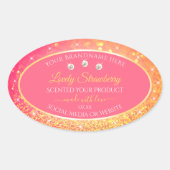Luxe roze Oranje Glitter Product Packaging Label (Voorkant)