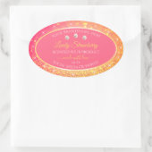 Luxe roze Oranje Glitter Product Packaging Label (Tas)