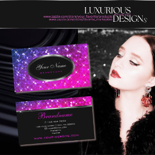 Luxe Roze Paarse Glitter Lichtgevende Sterren Eleg Visitekaartje