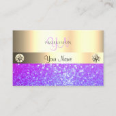 Luxe roze Paarse Glitter Monogram Lumineus Gold Visitekaartje (Voorkant)