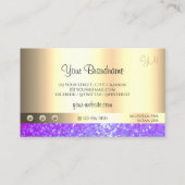 Luxe roze Paarse Glitter Monogram Lumineus Gold Visitekaartje (Achterkant)
